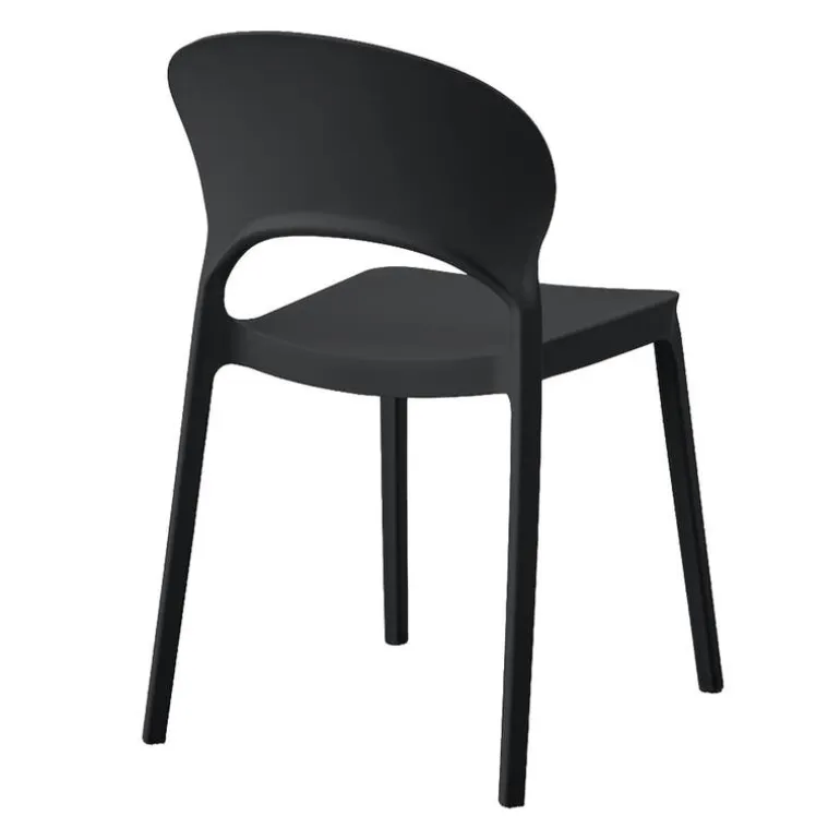 Indoor/Outdoor Resin Stackable Chair - Black