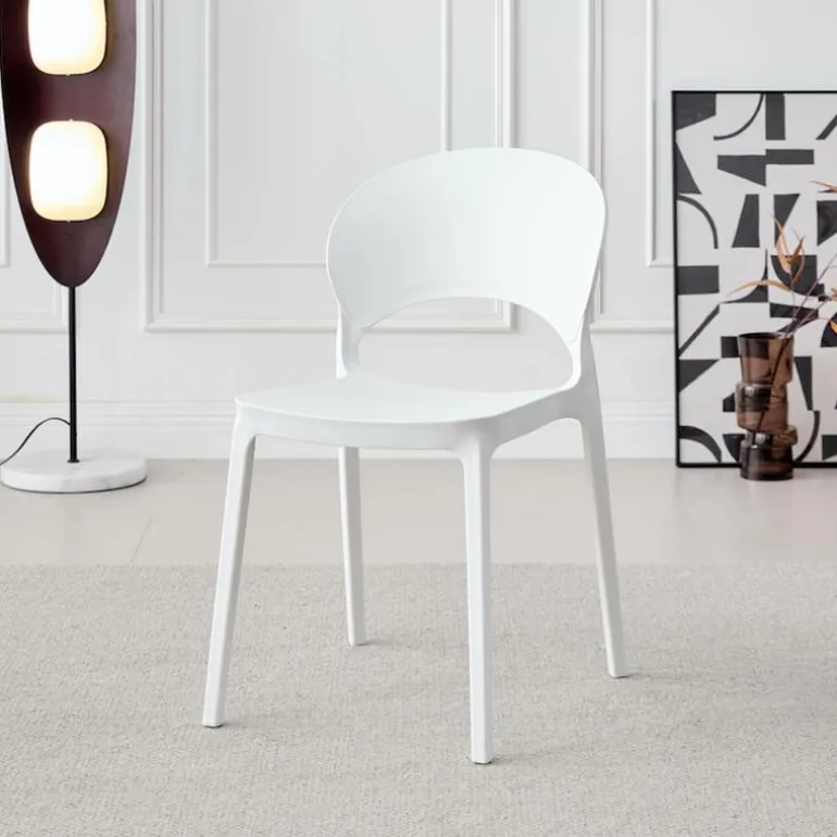 Indoor/Outdoor Resin Stackable Chair - White