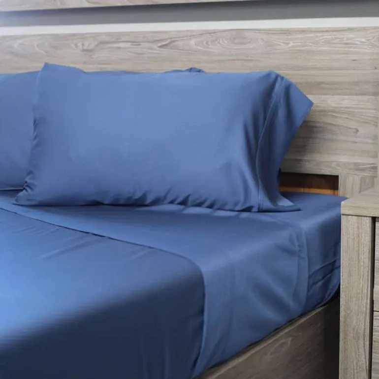 King Bamboo Bed Sheet Set - Blue