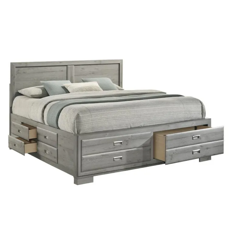 King Bed with Drawers & Headboard - 78"
