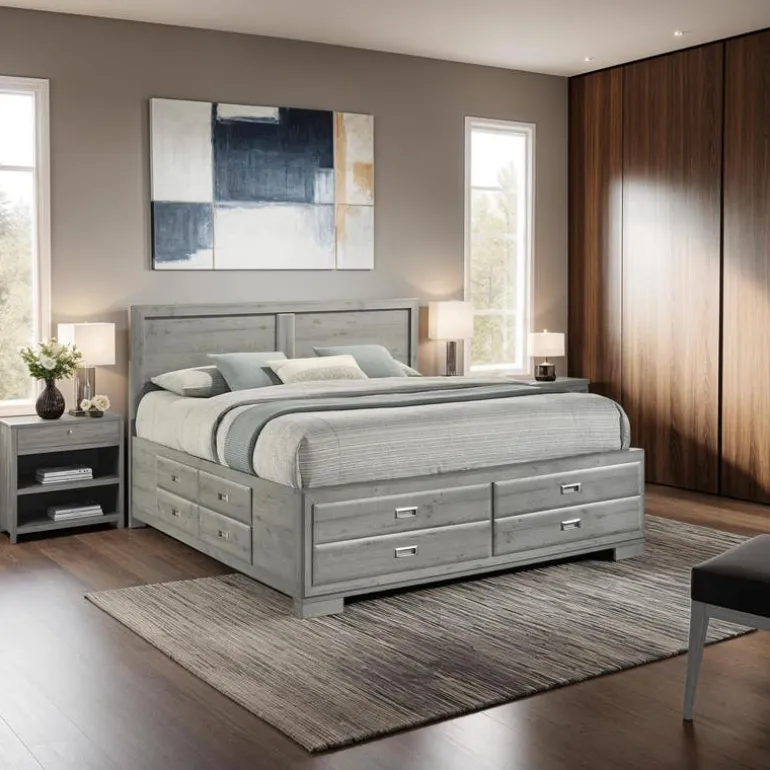 King Bed with Drawers & Headboard - 78"