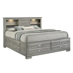 King Bed with Drawers & Multifunctional Headboard with Speakers - 78"