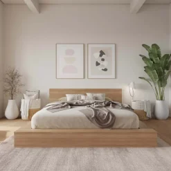 King Platform Bed with Headboard (78