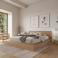 King Platform Bed with Headboard (78