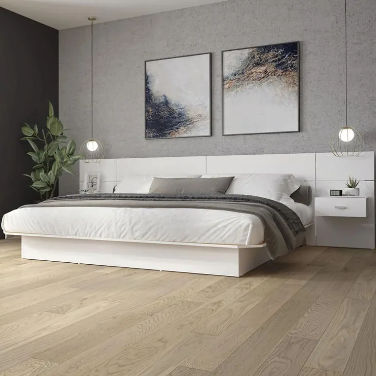 King Platform Bed with Headboard and Nighstands (78")