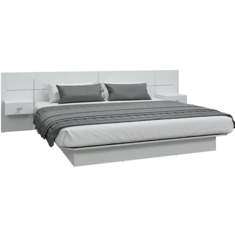 King Platform Bed with Headboard and Nighstands (78")