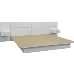 King Platform Bed with Headboard and Nighstands (78