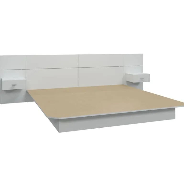 King Platform Bed with Headboard and Nighstands (78")