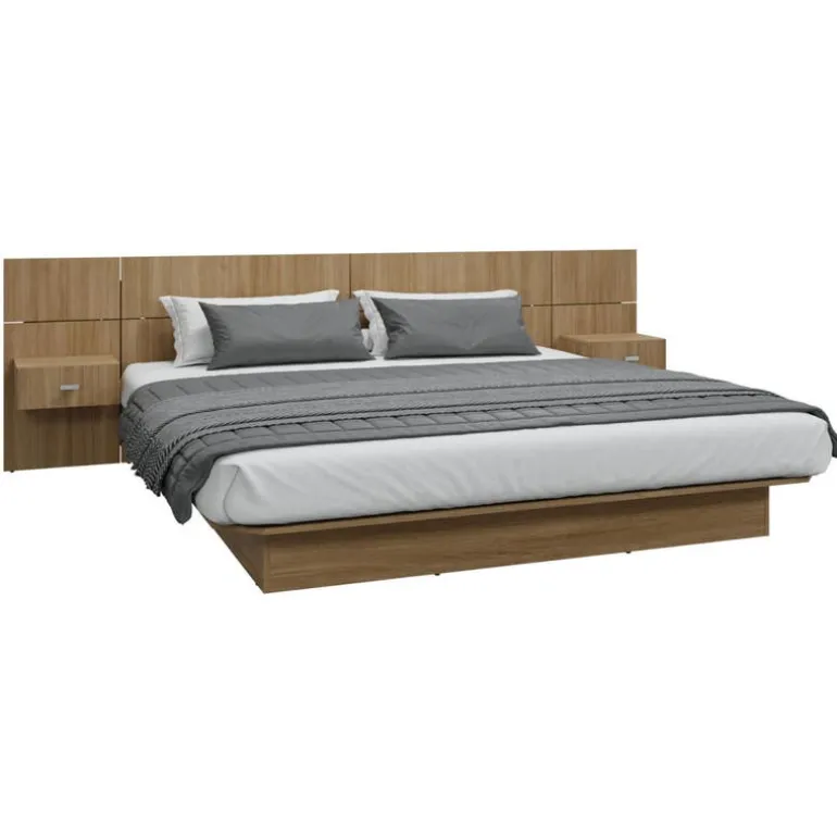 King Platform Bed with Headboard and Nighstands (78")