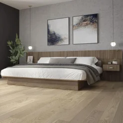 King Platform Bed with Headboard and Nighstands (78