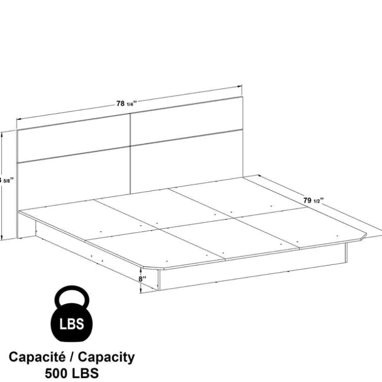 King Platform Bed with Headboard (78")