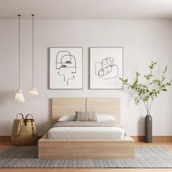 King Platform Bed with Headboard (78