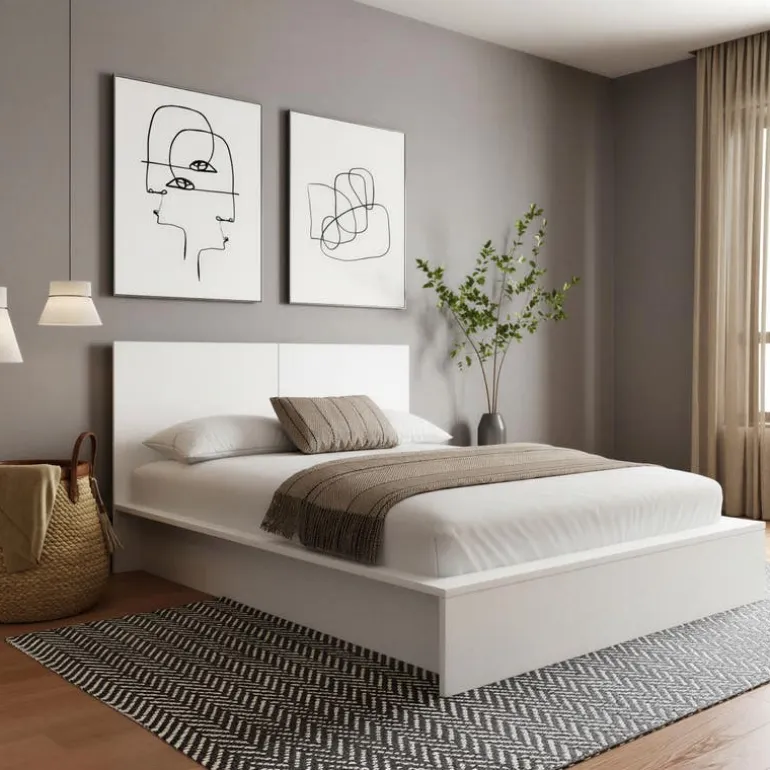 King Platform Bed with Headboard (78") - Nexera