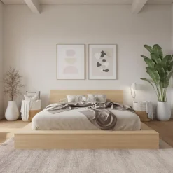 King Platform Bed with Headboard (78