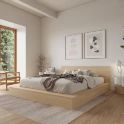 King Platform Bed with Headboard (78