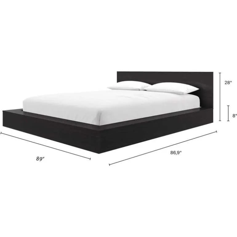 King Platform Bed with Headboard (78") - Nexera