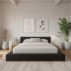 King Platform Bed with Headboard (78