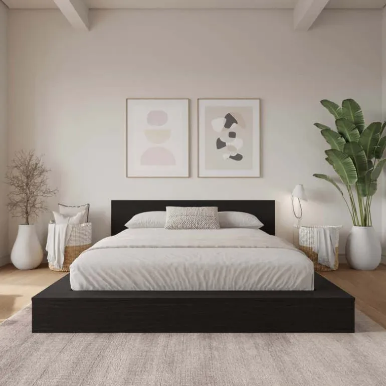 King Platform Bed with Headboard (78") - Nexera
