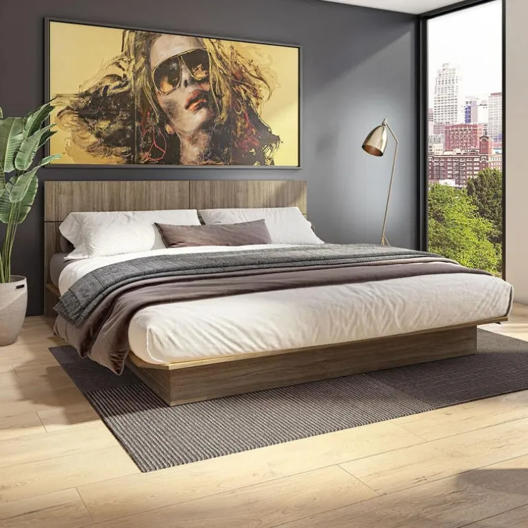 King Platform Bed with Headboard (78")