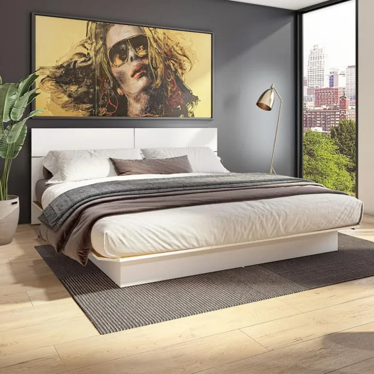 King Platform Bed with Headboard (78")