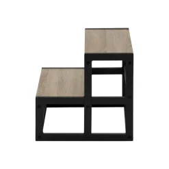 Ladder - 2 step stool / dark taupe / black metal - Monarch