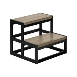 Ladder - 2 step stool / dark taupe / black metal - Monarch