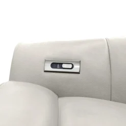 Leather Power Swivel Recliner with Built-In Audio System - Beige
