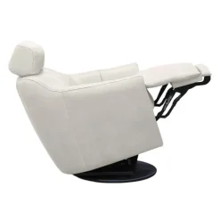 Leather Power Swivel Recliner with Built-In Audio System - Beige