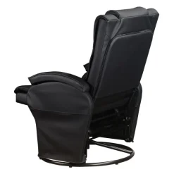 Leather Reclining Ball-Bearing Swivel Glider with Ottoman - Black