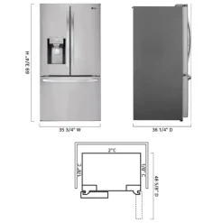 LG 28 Cu ft 36 In Refrigerator Stainless Steel Bottom Freezer, French door - LHFS28XBS