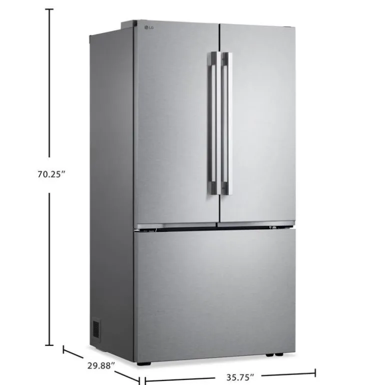 LG 25,1 Cu Ft 36 In Refrigerator Stainless Steel Bottom Freezer, French door - LF25BZH42S
