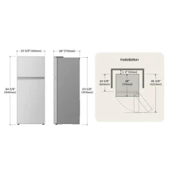 LG 11 Cu Ft 24 In Refrigerator Platinum Silver Top Freezer - LT11C2000V