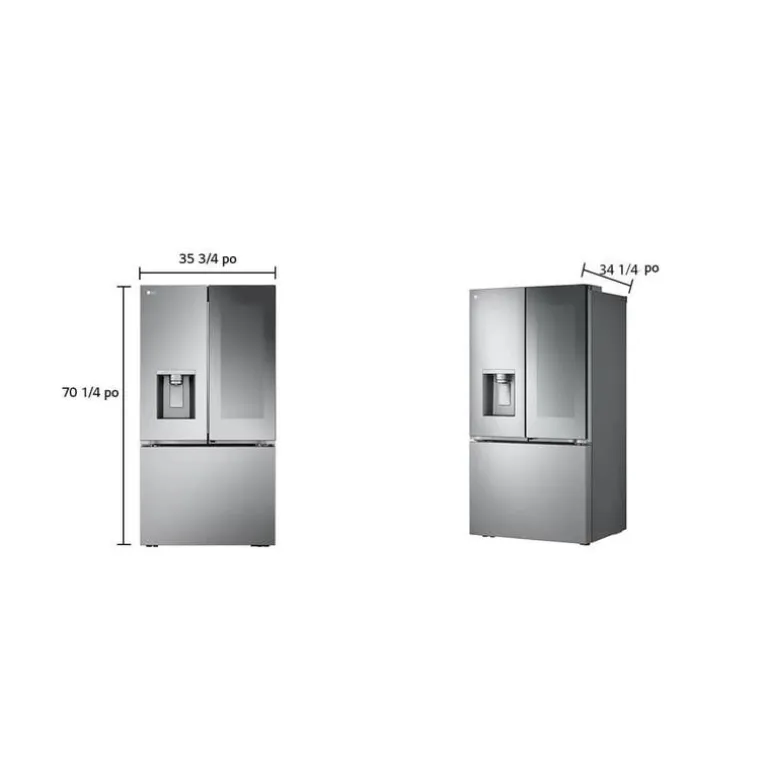 LG 31 Cu Ft 36 In Refrigerator Stainless Steel Bottom Freezer, French door - LRYKS3106S