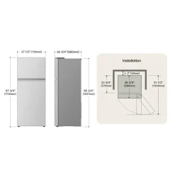 LG 11 Cu Ft 27 In Refrigerator Platinum Silver Top Freezer - LT13C2000V