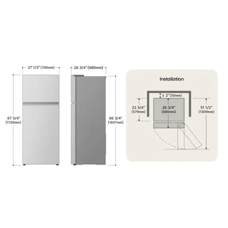 LG 11 Cu Ft 27 In Refrigerator Platinum Silver Top Freezer - LT13C2000V