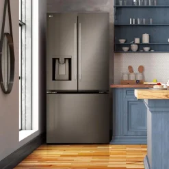 LG 25 Cu Ft 33 In Refrigerator Black Stainless Bottom Freezer, French door - LF25H6330D