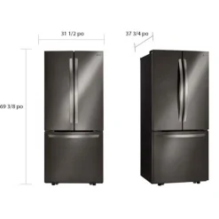 LG 21.8 Ft cu 30 in Refrigerator Black Stainless Steel Bottom Freezer, French door - LRFNS2200D