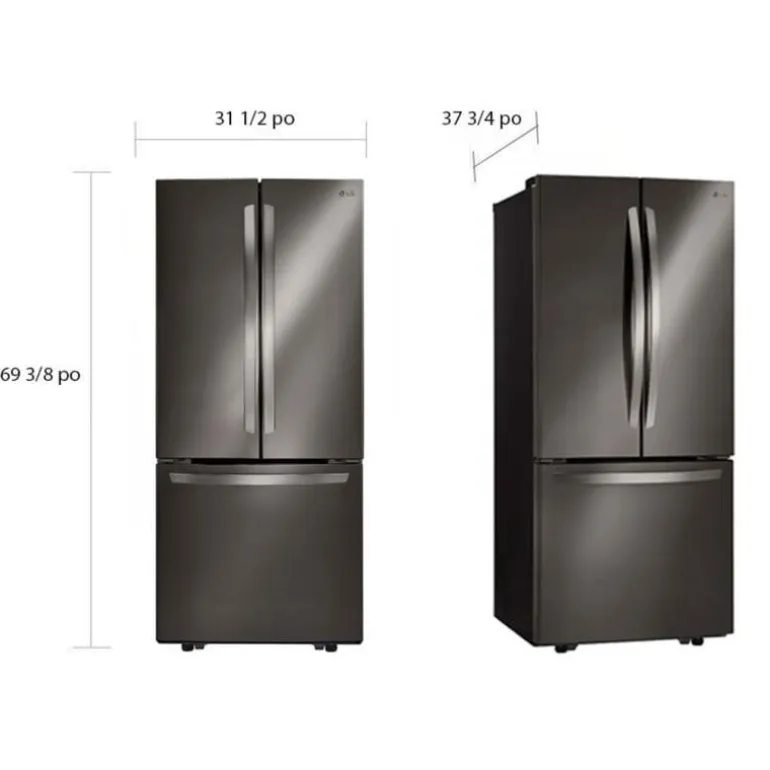 LG 21.8 Ft cu 30 in Refrigerator Black Stainless Steel Bottom Freezer, French door - LRFNS2200D