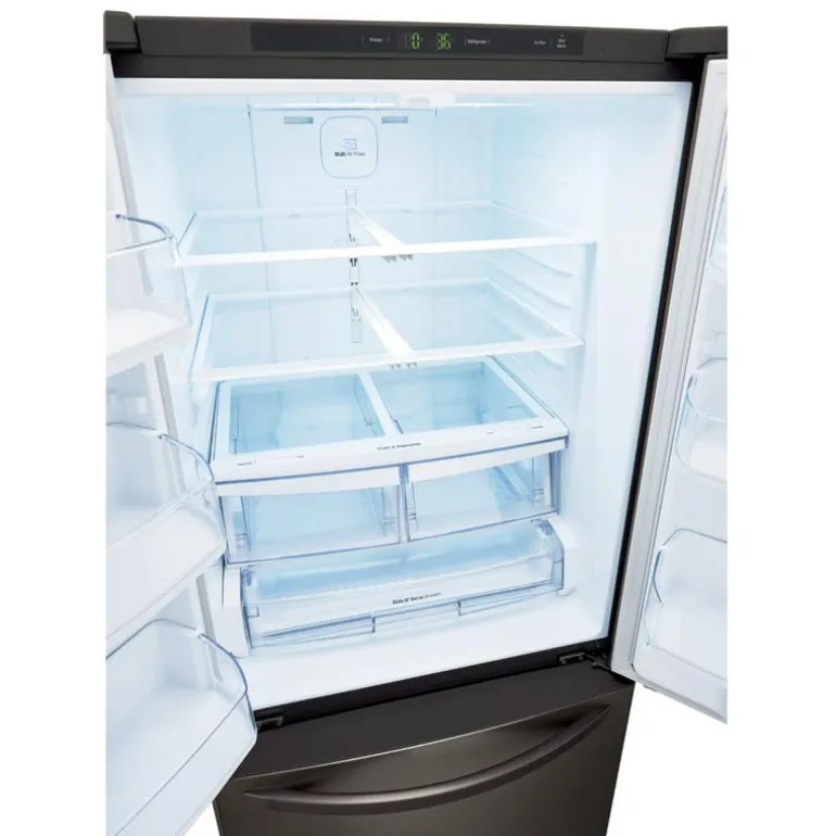 LG 21.8 Ft cu 30 in Refrigerator Black Stainless Steel Bottom Freezer, French door - LRFNS2200D