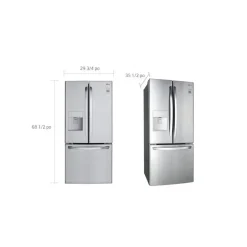 LG 30 in 22 Cu ft Refrigerator Stainless Steel Bottom Freezer, French door - LRFWS2200S