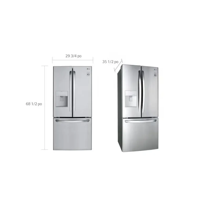 LG 30 in 22 Cu ft Refrigerator Stainless Steel Bottom Freezer, French door - LRFWS2200S