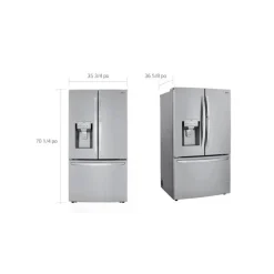 LG 36 in 30 Cu ft Refrigerator Stainless Steel Bottom Freezer, French door - LRFDS3016S