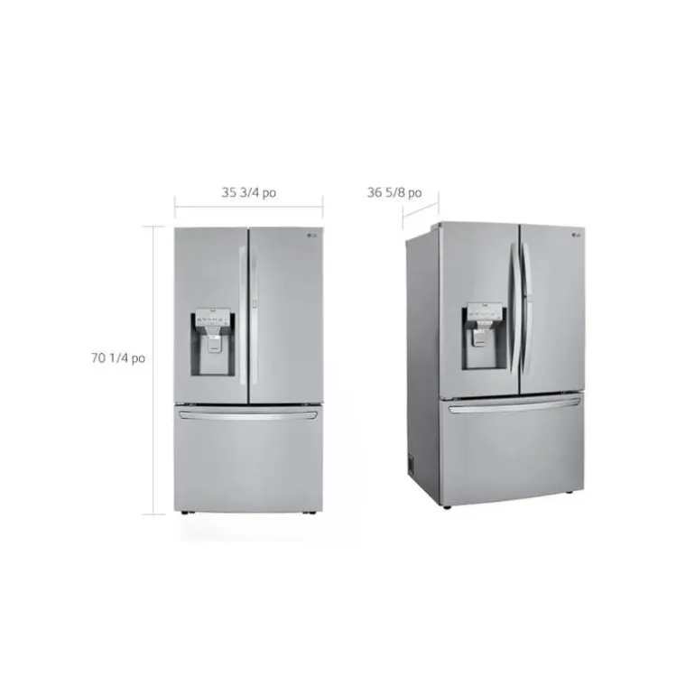 LG 36 in 30 Cu ft Refrigerator Stainless Steel Bottom Freezer, French door - LRFDS3016S