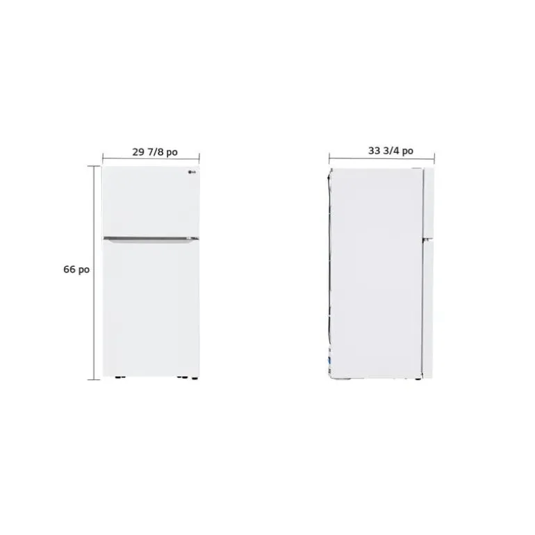 LG 30 in 20 cu ft Refrigerator White Top Freezer - LTCS20020W
