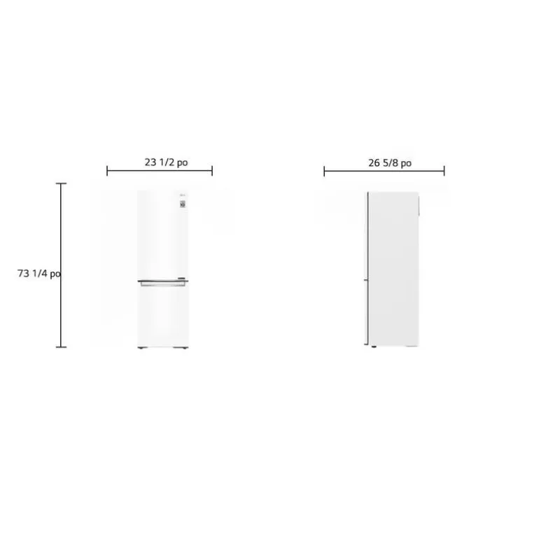 LG 24 in 11,9 cu ft Refrigerator White Bottom Freezer - LBNC12231W