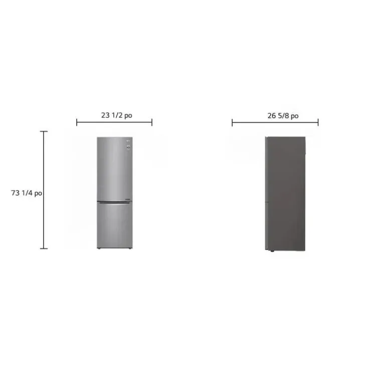 LG 24 in 11,9 cu ft Refrigerator Platinum Silver Bottom Freezer - LBNC12231V