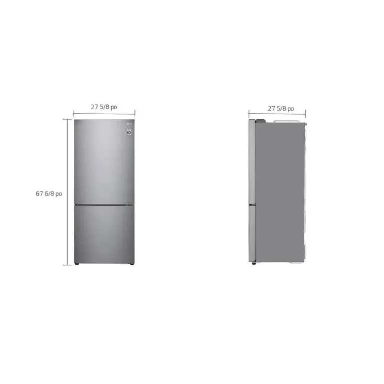 LG 28 in 15 cu ft Refrigerator Platinum Silver Bottom Freezer - LBNC15251V