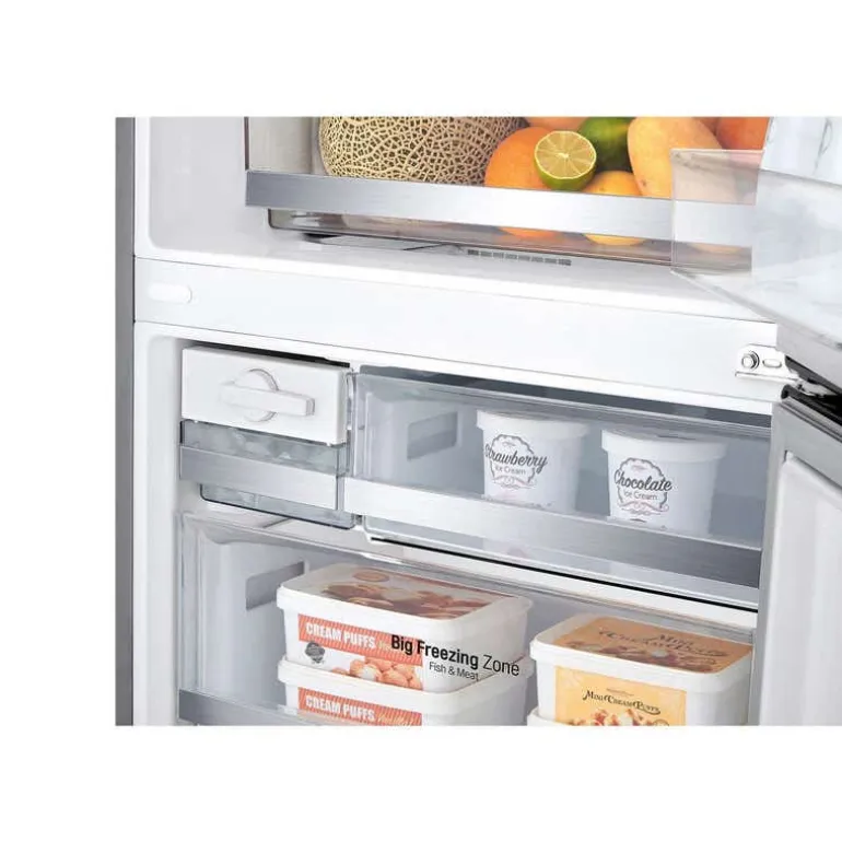 LG 28 in 15 cu ft Refrigerator Platinum Silver Bottom Freezer - LBNC15251V