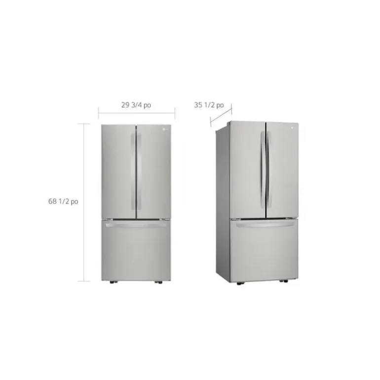 LG 30 in 22 Cu ft Refrigerator Stainless Steel Bottom Freezer, French door - LRFNS2200S