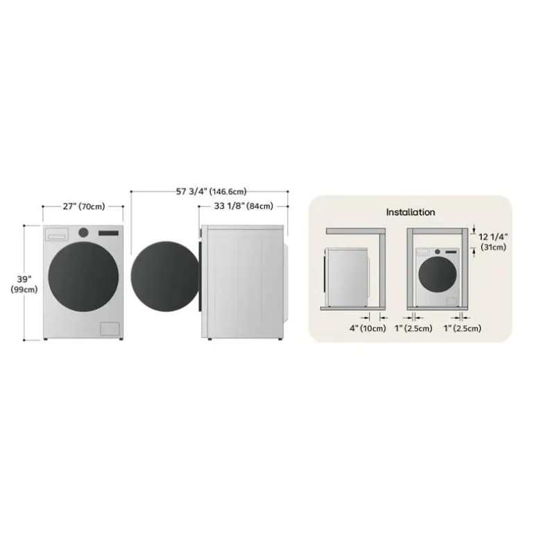 LG All-In-One Washer/Dryer, Black Stainless, 27", Front-Load - WM6998HBA